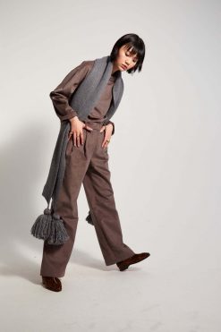 Heimstone Ellis Scarf In Grey Knit Knits