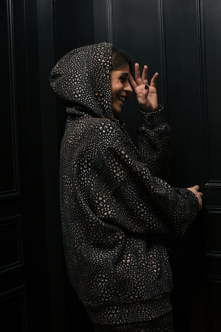 Heimstone Jack Sweat In Black Leopard Printed Fleece Tops 1 Heimstone Jack Sweat In Black Leopard Printed Fleece Tops