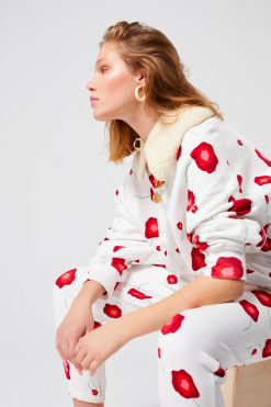 Heimstone Harlem Jumper In Poppy Printed Fleece