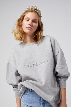 Heimstone Tops Harlem Jumper In Heather Grey Fleece