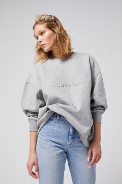 Heimstone Tops Harlem Jumper In Heather Grey Fleece