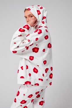 Heimstone Tops Jack Sweat In Poppy Printed Fleece