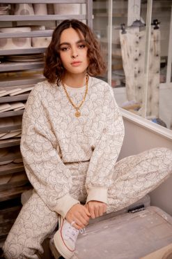 Heimstone Three Seven Paris Kiara Pants In Seashell Printed Fleece