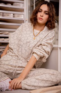 Heimstone Harlem Jumper In Seashell Printed Fleece Three Seven Paris 7 Heimstone Harlem Jumper In Seashell Printed Fleece Three Seven Paris
