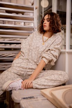 Heimstone Three Seven Paris Kiara Pants In Seashell Printed Fleece 7 Heimstone Three Seven Paris Kiara Pants In Seashell Printed Fleece