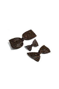 Heimstone Hair Clips Mini Hair Clip In Giraffe Printed Leather