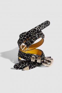 Heimstone Texan Belt In White Giraffe Printed Leather