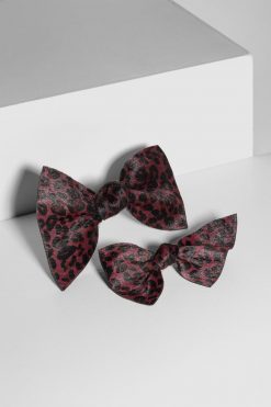 Heimstone Celebration Looks Small Hair Clip In Burgundy Leopard Printed Leather