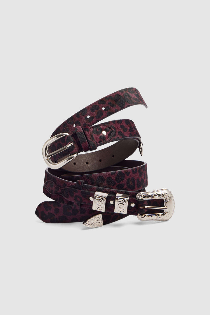 Heimstone Leather Goods Belt In Burgundy Leopard Leather 3 Heimstone Leather Goods Belt In Burgundy Leopard Leather