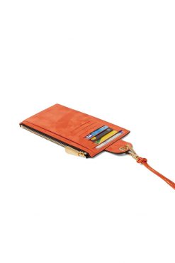 Heimstone The Minis - Large Neck Wallet In Orange Camouflage Printed Leather