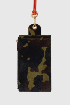 Heimstone The Minis - Large Neck Wallet In Orange Camouflage Printed Leather