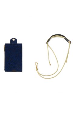 Heimstone Celebration Looks The Minis - Large Neck Wallet In Blue Cheetah Printed Leather