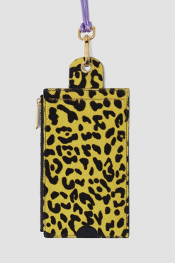 Heimstone The Minis - Large Neck Wallet In Yellow Leopard Printed Leather
