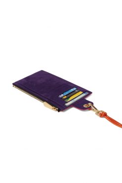 Heimstone The Minis - Large Neck Wallet In Orange & Purple Suede