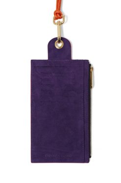 Heimstone The Minis - Large Neck Wallet In Orange & Purple Suede