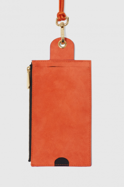 Heimstone The Minis - Large Neck Wallet In Orange & Purple Suede