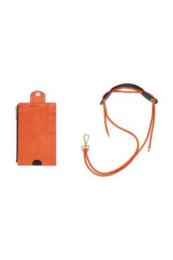 Heimstone The Minis - Large Neck Wallet In Orange & Purple Suede