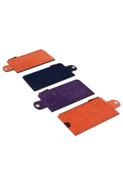 Heimstone The Minis - Large Neck Wallet In Orange & Purple Suede