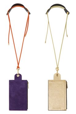 Heimstone The Minis - Large Neck Wallet In Orange & Purple Suede