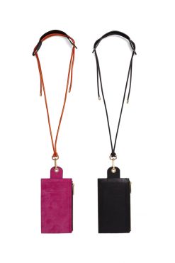 Heimstone The Minis - Large Neck Wallet In Orange Leopard Printed Leather