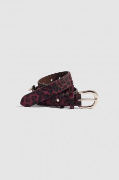Heimstone Leather Goods Belt In Burgundy Leopard Leather