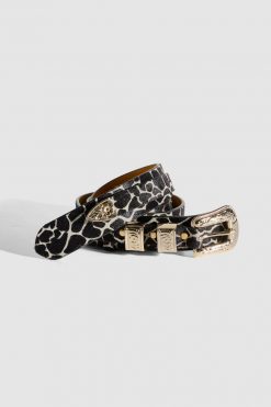 Heimstone Texan Belt In White Giraffe Printed Leather