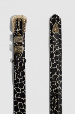 Heimstone Texan Belt In White Giraffe Printed Leather