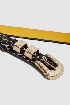 Heimstone Texan Belt In White Giraffe Printed Leather