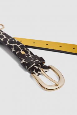 Heimstone Belt In White Giraffe Printed Leather