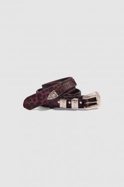 Heimstone Texan Belt In Burgundy Leopard Leather Leather Goods