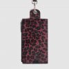 Heimstone The Minis - Large Neck Wallet In Burgundy Leopard Printed Leather