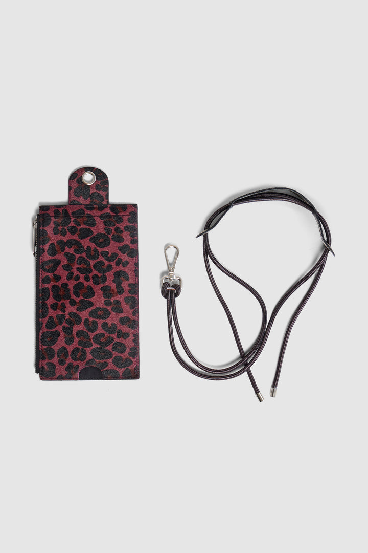 Heimstone The Minis - Large Neck Wallet In Burgundy Leopard Printed Leather 3 Heimstone The Minis - Large Neck Wallet In Burgundy Leopard Printed Leather