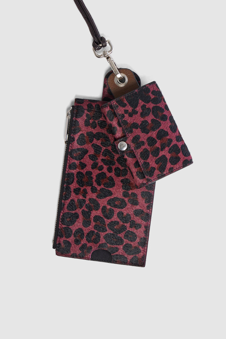 Heimstone The Minis - Large Neck Wallet In Burgundy Leopard Printed Leather 2 Heimstone The Minis - Large Neck Wallet In Burgundy Leopard Printed Leather