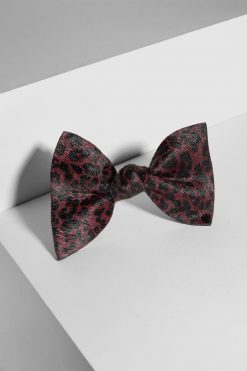 Heimstone Mini Hair Clip In Burgundy Leopard Printed Leather