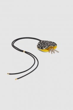 Heimstone The Minis - Long Heart Keychain In White Giraffe Printed Leather