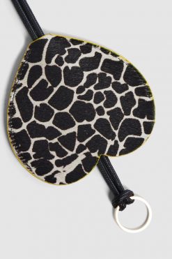 Heimstone The Minis - Long Heart Keychain In White Giraffe Printed Leather