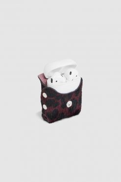 Heimstone Airpods Case In Burgundy Leopard Printed Leather