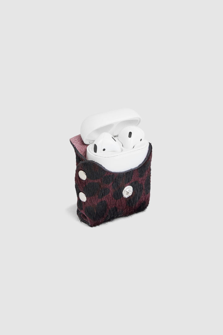 Heimstone Airpods Case In Burgundy Leopard Printed Leather 1 Heimstone Airpods Case In Burgundy Leopard Printed Leather
