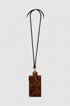 Heimstone The Minis - Large Neck Wallet In Grey Leopard Printed Leather