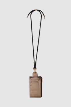 Heimstone The Minis - Large Neck Wallet In Grey Leopard Printed Leather