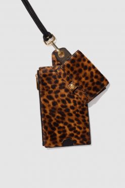 Heimstone The Minis - Large Neck Wallet In Grey Leopard Printed Leather