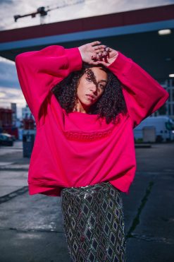 Heimstone Tops Harlem Jumper In Pink Fleece