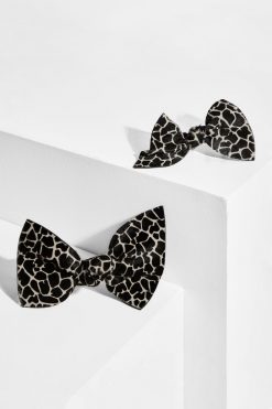 Heimstone Celebration Looks Mini Hair Clip In White Giraffe Printed Leather