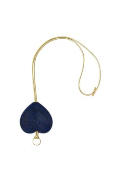 Heimstone The Minis - Long Heart Keychain In Blue Cheetah Leather