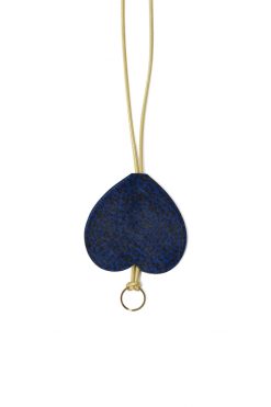 Heimstone The Minis - Long Heart Keychain In Blue Cheetah Leather