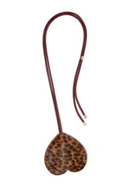 Heimstone The Minis - Long Heart Keychain In Leopard Leather