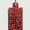 Heimstone The Minis - Large Neck Wallet In Orange Leopard Printed Leather