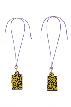 Heimstone The Minis - 6 Key Holder In Yellow Leopard Printed Leather